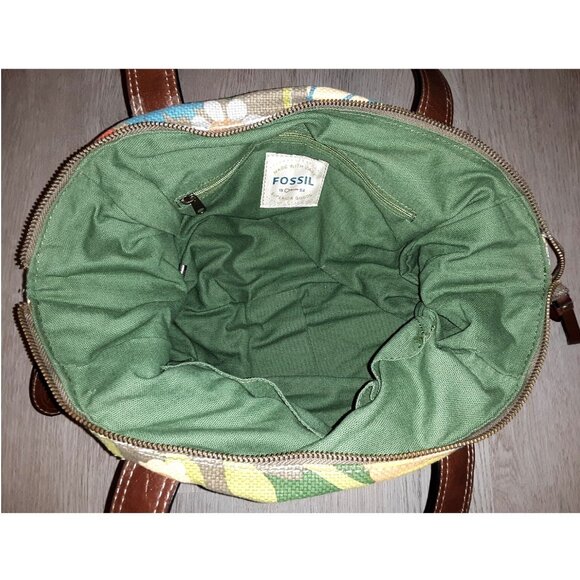 Fossil Coloful Floral Print Purse Handbag Shoulder Bag Key Charm Distressed Boho - Picture 9 of 11